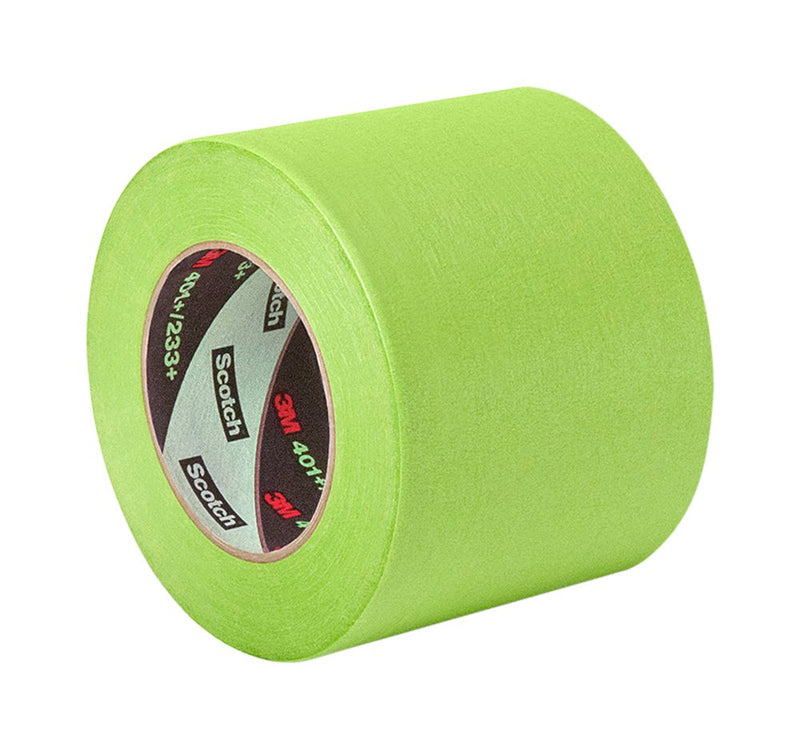 3M 401+ 3" x 60yd High Performance Masking Tape - 3" x 60 Yards Roll, Crepe Paper, Green