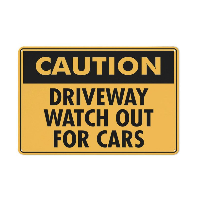 Caution Driveway Watch Out For Cars Sign Warning Sticker-Security Sign Outdoor Sign 12 X 8 Inches