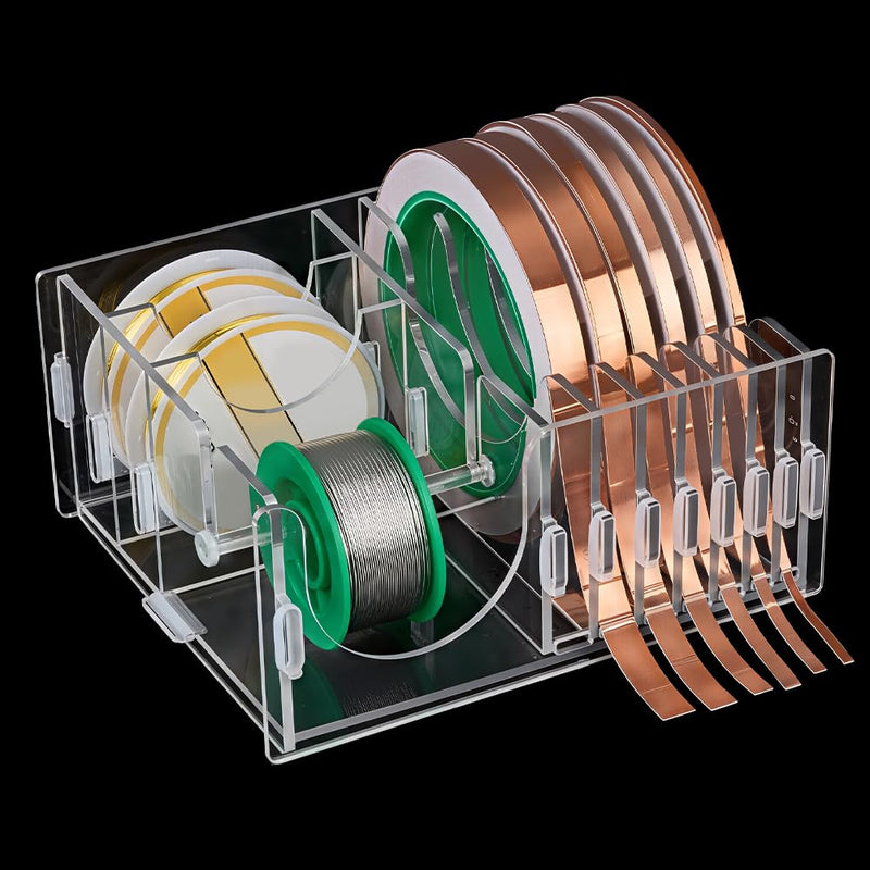 PH PandaHall Acrylic Tape Dispenser Copper Foil Dispenser for Supplies Holder, Tape Holder Clear Tape Aluminum Foil Storage Box for DIY Crafts Art Tools Organizer, 6.4x5.6x3 inches