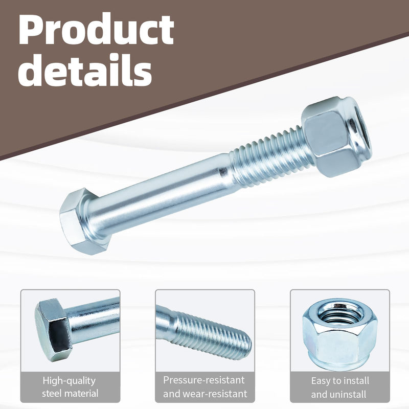 [Australia - AusPower] - 500101 Shear Bolts with Nylock Nuts Replacement (1/2" x 3-1/2") Compatible Models Rotary Cutters Grade (5sets) 