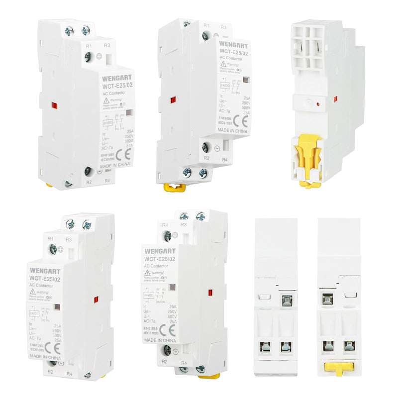 Wengart WCT-E25 DC Contactor 24 V, 2-Pin Normally Closed (2NC), 25 A Installation Contactor for DIN Rail, Hum-Free & Energy-saving, Optimised for 24 V DC System Control Panel 2NC_DC24V
