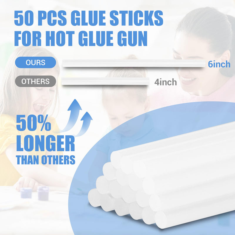 [Australia - AusPower] - Hot Glue Sticks, Mini Size, 6" Long x .27" Diameter, 50 Count, Clear, for Kids Adults DIY Art Craft Gluing Repairing Sealing Festival Home Decoration Clear?50 Pack? 