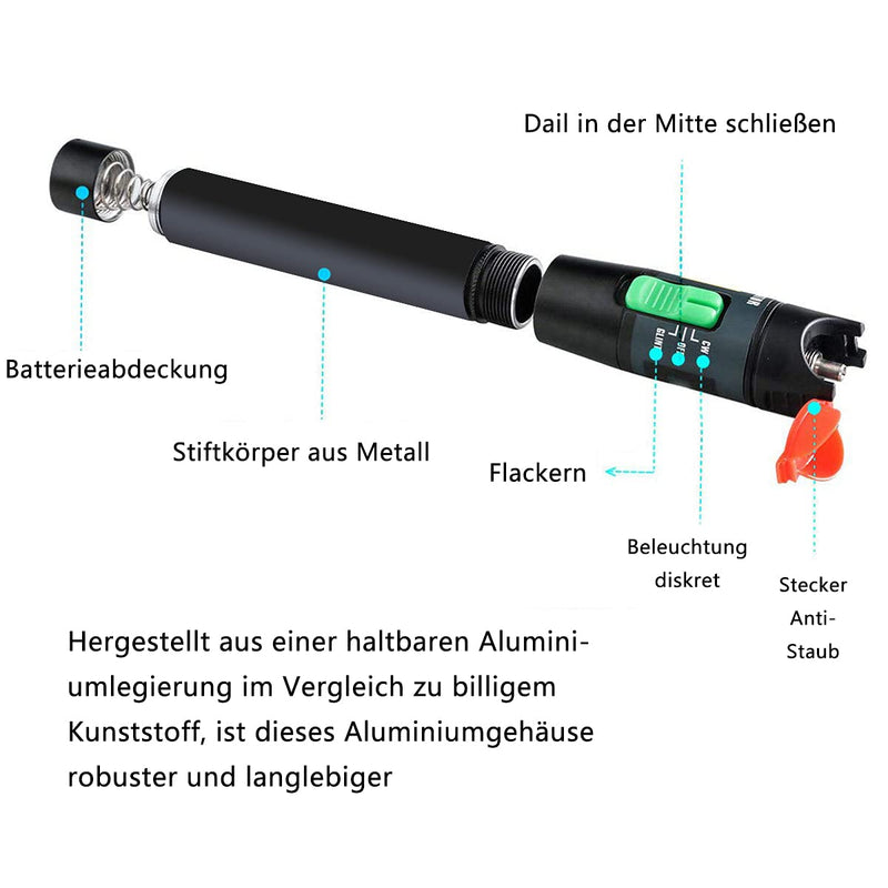 [Australia - AusPower] - Fiber Visual Fault Locator Pen 30KM, VFL Fiber Optic Cable Tester, Fiber Optic Pen Tester Adapter for LC/FC/SC/ST Interface, Fiber Network Cable Test Kit, Fiber Light Source Tester 