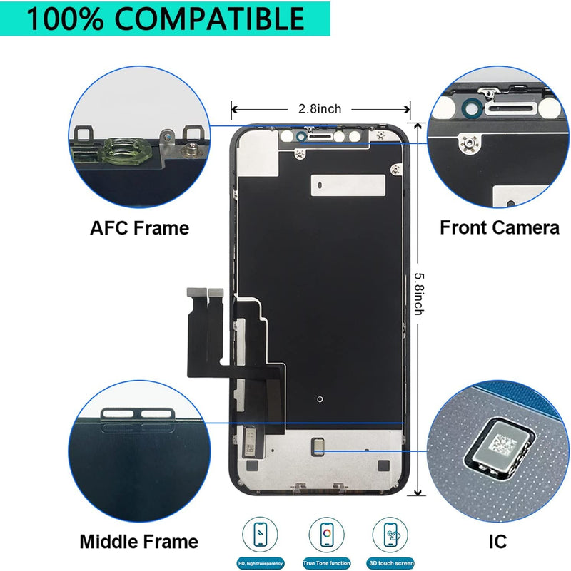 [Australia - AusPower] - for iPhone 11 Screen Replacement 6.1”, 3D Touch Screen LCD Display Digitizer for A2111, A2223, A2221 with Repair Tools Kit + Screen Protoctor (11 LCD) for iPhone 11 