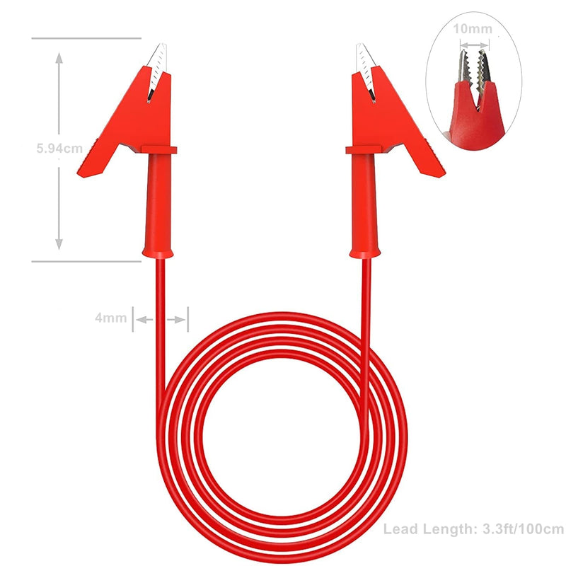 [Australia - AusPower] - Dual Alligator Clips Electrical Test Leads,Insulation Car Battery Test Lead, for Multimeter Leads,Jumper Wires Alligator Clips Length 3.3 ft/1m 2 Pcs (Black & Red 