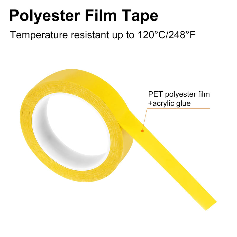 uxcell 1 Rolls Yellow 1.02 Inch x 72 Yards Polyester Film Electrical Tape PET Tape High Temperature Heat Resistant Tape for Transformer Motor Wire 5S Positioning Logo,26mm x 66m