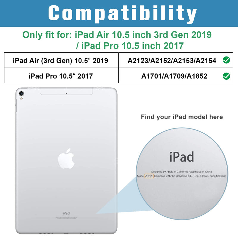 [Australia - AusPower] - Smart Case for 10.5” iPad Air 3rd Generation 2019 / iPad Pro 2017, Slim Stand Cover with Translucent Frosted Back for iPad Air 3 -Black Black 