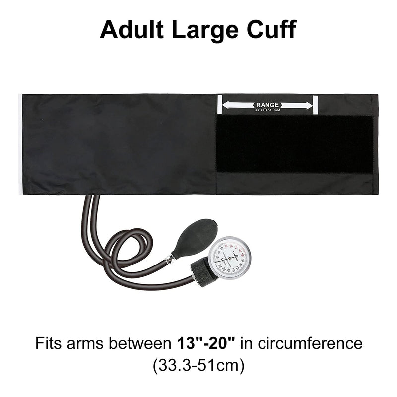 [Australia - AusPower] - LotFancy Aneroid Sphygmomanometer, Large Adult Cuff (13" to 20"), Professional Manual Blood Pressure Monitor, Nurse BP Monitor, Durable Carrying Case Included, L Cuff L Cuff (13"-20") Black 
