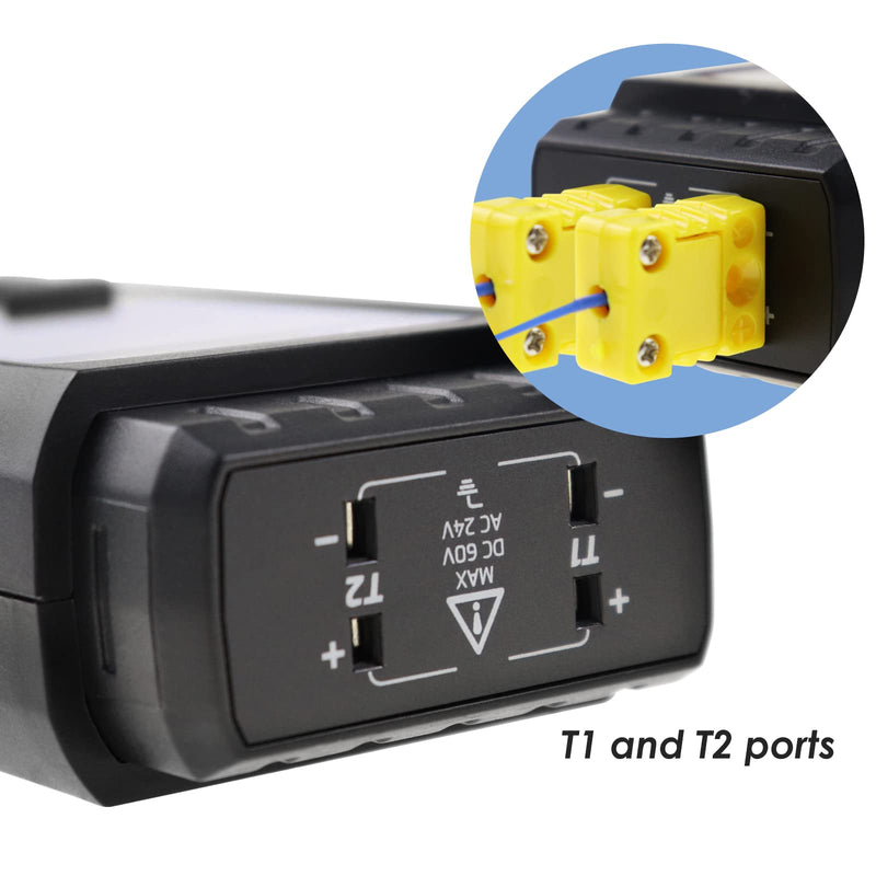 [Australia - AusPower] - Thermocouple Thermometer with 4 K-Type Thermocouples, Digital Dual-Channel K/J Type HVAC Temperature Meter, Temperature Range from -328 to 2501°F, Temperature Meter with Alarm and ADJ Compensation 