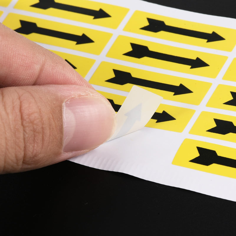 Generic Small Arrow Stickers 1.4x0.4, 10 Sheet Self Adhesive Inspection Indicator Label for Industrial Work, Black Yellow
