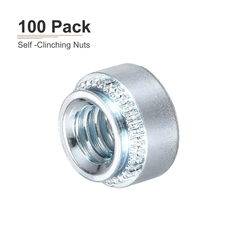 [Australia - AusPower] - 1/4-20 x 0.25"(DxL) Clinching Rivet Nut Fastener - 100Pack - Good for Construction Industry - Carbon Steel Pressure Riveting Nut - Silver 
