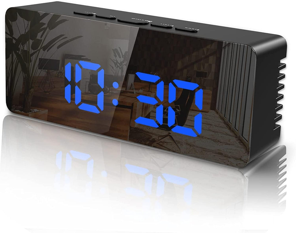 [Australia - AusPower] - Digital Alarm Clocks for Bedrooms, Dual Alarm Clock with Battery Backup, USB Charger, Adjustable Dimmer & Volume, 12/24H & Snooze, Easy to Use, Simple Bedside Digital Clocks for Seniors, Teens, Kids Blue 