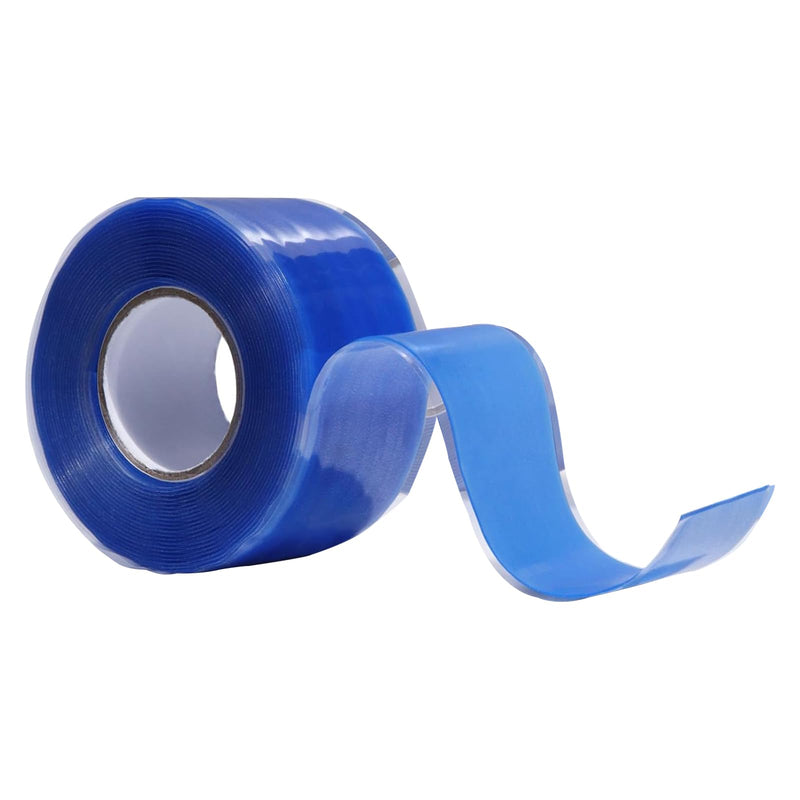 Self-Fusing Silicone Tape - No Adhesive Grip Tape for Bike Handlebar, Fishing Pole, Pull-Up Bar, Bicycle (Blue, 10 FT) Blue
