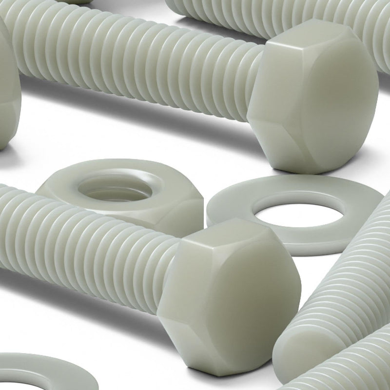 [Australia - AusPower] - 50 x Glass Filled Reinforced, Super Nylon Hex Head, M3 x 20mm, Machine Screws, Plastic Nuts and Bolts, Washers, 1/18 x 25/32 