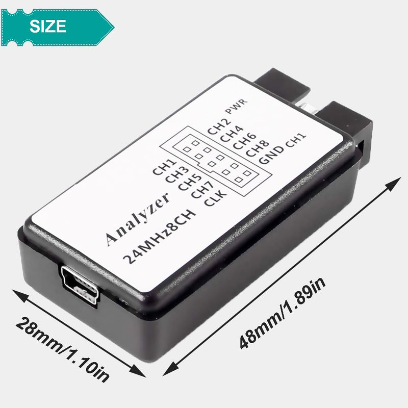 USB Logic Analyzer Device Kit USB Cable 24MHz 8 Channels 24MHz 8 Channels UART IIC SPI Debug with 6 Colors Test Hook Clip Kit Mini to USB Cable Dupont Cable for Arduino FPGA M100 SCM