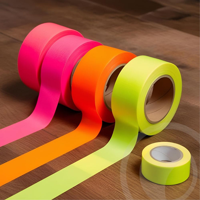 WOD GTMC12F Fluorescent Multi-Color Rainbow Gaffer Tape, 3/4 inch x 25 yds. (4-Rolls) Gym School Pack Floor Marking Tape, Secures Cables, & No Sticky Residue 3/4 Inch - 4 Pack