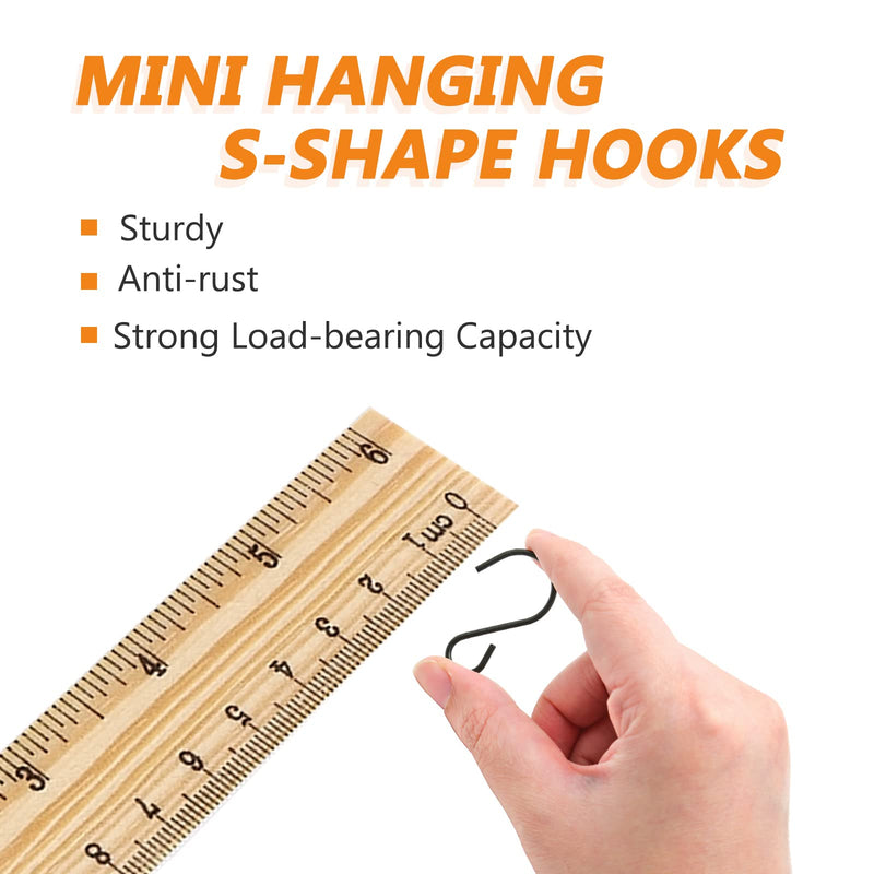 [Australia - AusPower] - Luomorgo 40 Pcs S Shaped Hooks, 27 x 14mm/1" x 1/2" Mini Hanging Hooks Metal Hangers Ornament Hooks for Jewelry, Pot, Crafts, Plants (Black) 27 x 14mm/1" x 1/2" 