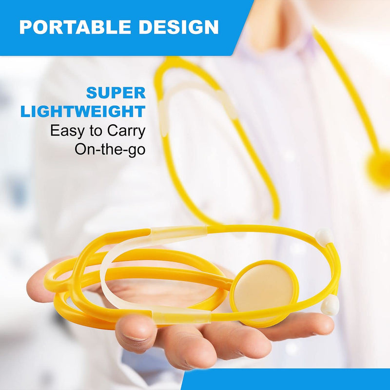 [Australia - AusPower] - PrimaCare DS-9294 Disposable Stethoscope with Sound Sensitive Chestpiece and 22" PVC Tubing, Yellow, Pack of 10 