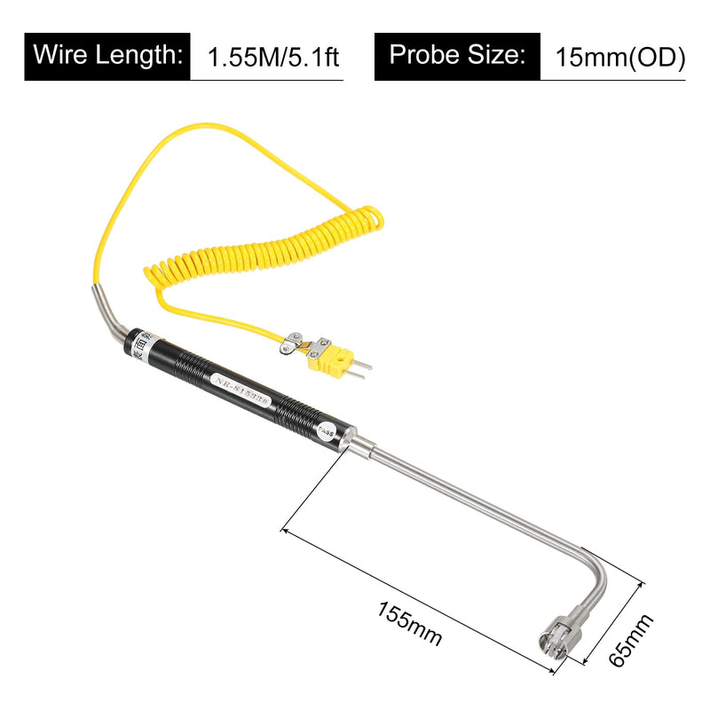 [Australia - AusPower] - MECCANIXITY K Type Surface Thermocouple Temperature Probe Sensor Stainless Steel -58 to 932°F (-50 to 500°C) 5.1ft 15x155x65mm 