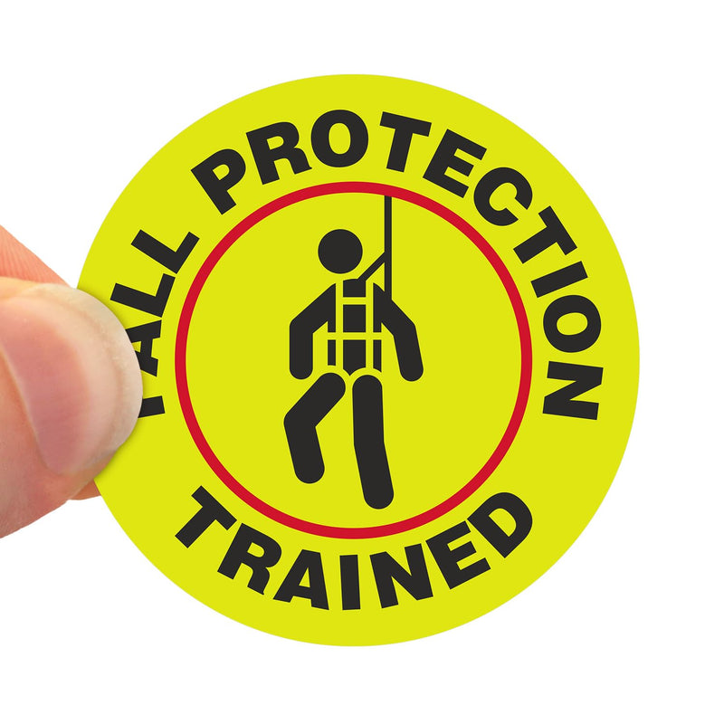SmartSign Fall Protection Trained Pack of 5 Hard Hat Labels | Retro-Reflective, 2" Circle