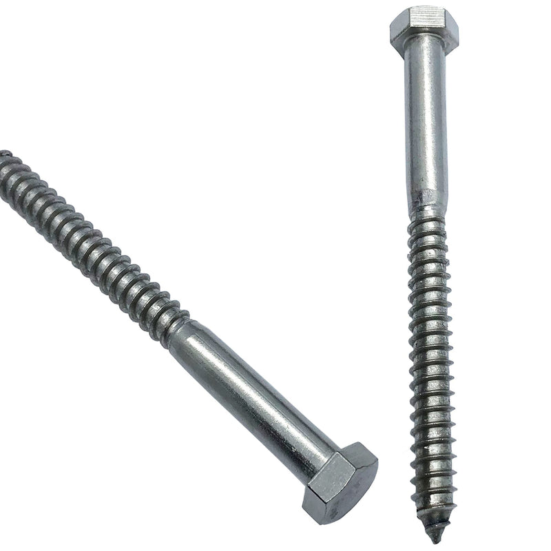 [Australia - AusPower] - 3/8" X 6" - 304 Grade Stainless Steel lag screws, Hex head fasteners, stainless steel screw. Use as Construction, wood, metal, lag screw or mounting screws fasteners lag bolts. Heavy duty screws. (10) 10 