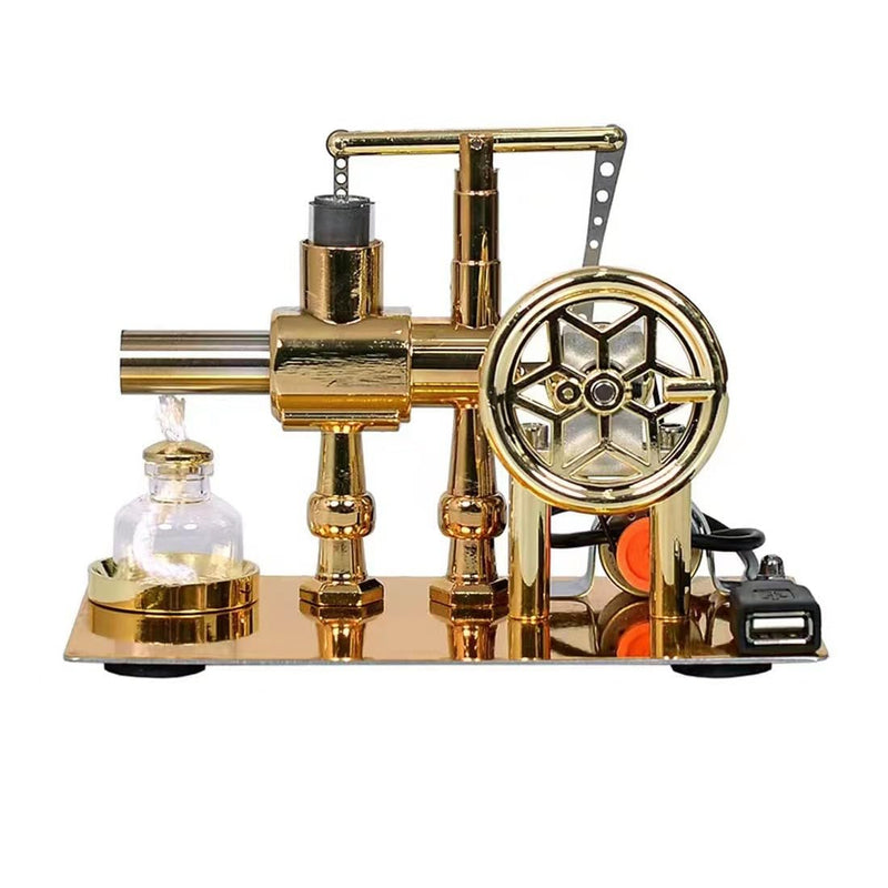 [Australia - AusPower] - Hot Air Stirling Motor Power Generator Alpha Engine Model with LED Lights Kit Teaching Stirling Engine Kit for Adults Desktop Educational (D) D 