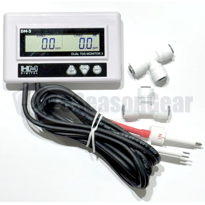 [Australia - AusPower] - DM-3 Commercial Inline Dual TDS/EC Monitor Meter, Upgraded DM-2 DM-2EC, with Two 1/4 tee 