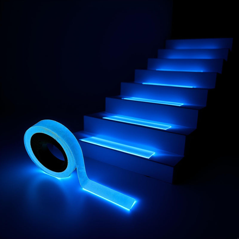 1Pcs Blue Glow in The Dark Tape,Fluorescent Spike Sticker for Stairs Walls Steps Safetys Exits Sign Warning Tape Self-Adhesive Luminous Tapes Safety Warning Safety Signs and Signals(9.8 FT)