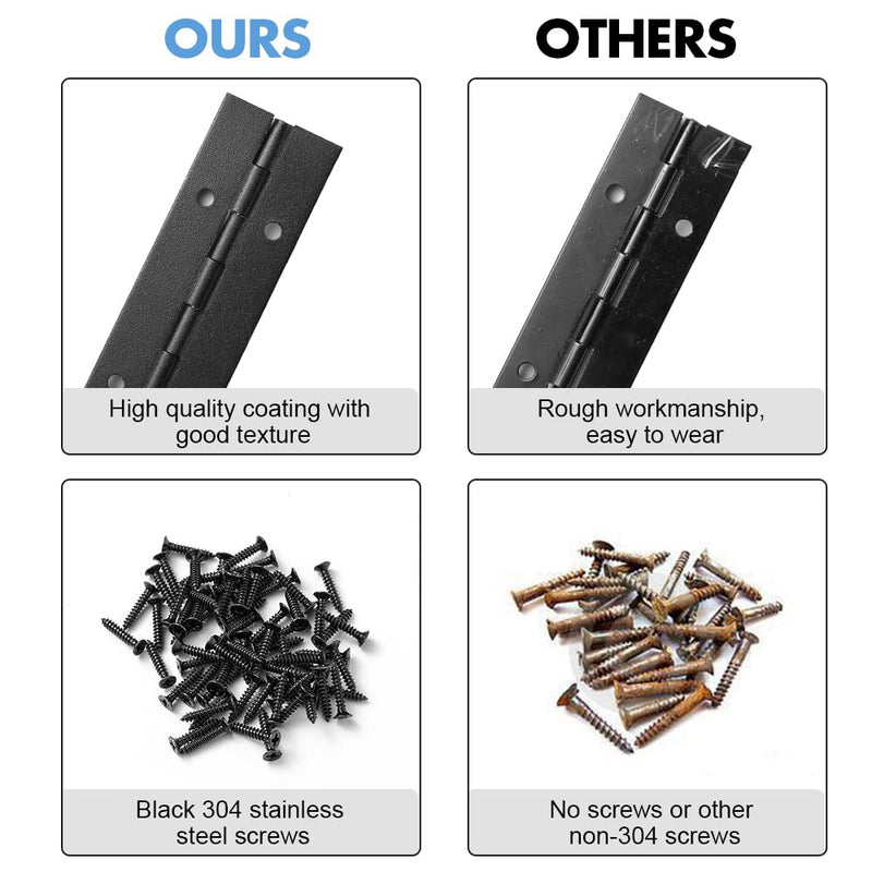 [Australia - AusPower] - Piano Hinge 48 Inch x 1.2 Inch Heavy Duty Stainless Steel Black Continuous & Piano Hinges for Cabinets Boat Marine Door, 0.04" Leaf Thickness 1.2'' Open Width 