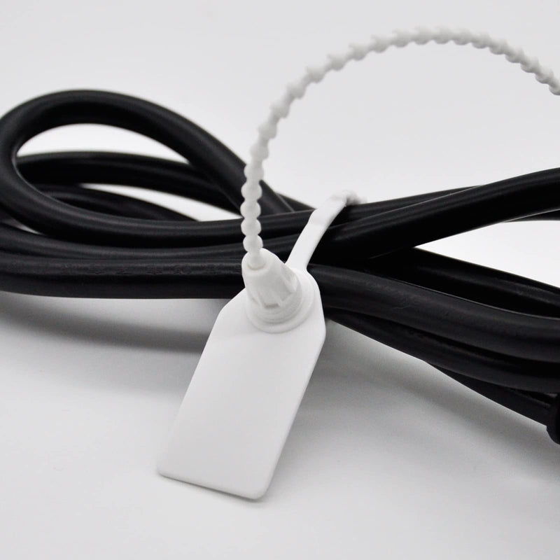 [Australia - AusPower] - 100 Pcs Fire Extinguisher Tags,Security Retail Anti-Theft Self-Locking Shoe Tag,Anti-Tamper Disposable Plastic Seals 250mm Length (White) White 