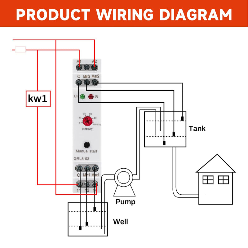 [Australia - AusPower] - ZPSHYD GRL8-03 Liquid Level Control Relay - AC/DC 24-240V 10A Electronic Water Level Controller for Well, Tank, Pump, Tower, Reservoir 
