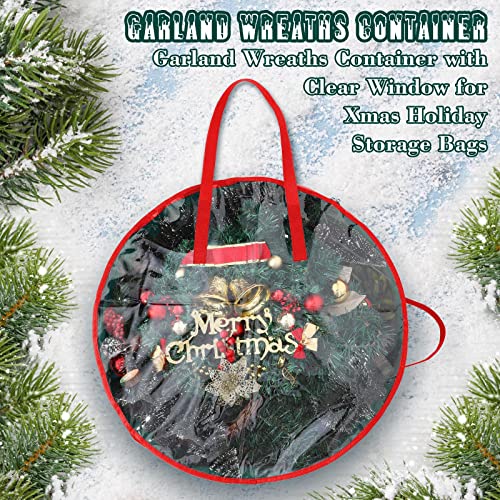 Shappy 4 Pcs Clear Wreath Storage Bags Windows Handles,Green,24 x 8 Inch Green 24 x 8 Inch