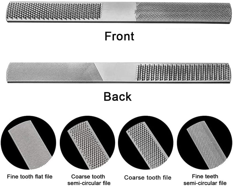 [Australia - AusPower] - Wood Rasp File 4 Way Premium Grade High Carbon Hand File and Round Rasp, Half Round Flat & Needle Files Wood Rasp Set for Sharping Wood and Metal Tools 1 PC 