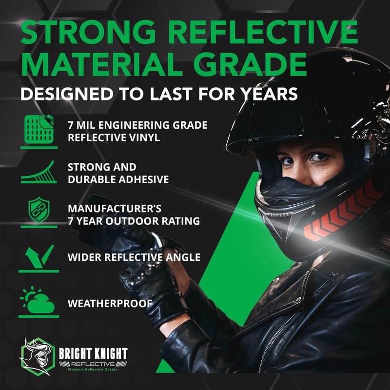 Bright Knight Decals Chevron Hard Hat Reflective Stickers, 1" Red Acyclic Adhesive Vinyl Tape Made with 3M Reflector Tape, Bicycle Helmet Reflective Tape Outdoor Waterproof for High-Visibility 1 pk