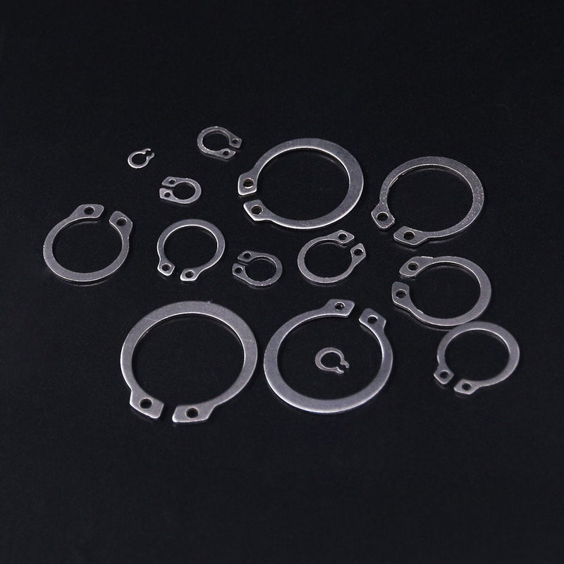[Australia - AusPower] - Hilitchi 150-Pcs 304 Stainless Steel External Circlip Snap Retaining Clip Ring Assortment Set - Size: 4mm to 28mm Silver 