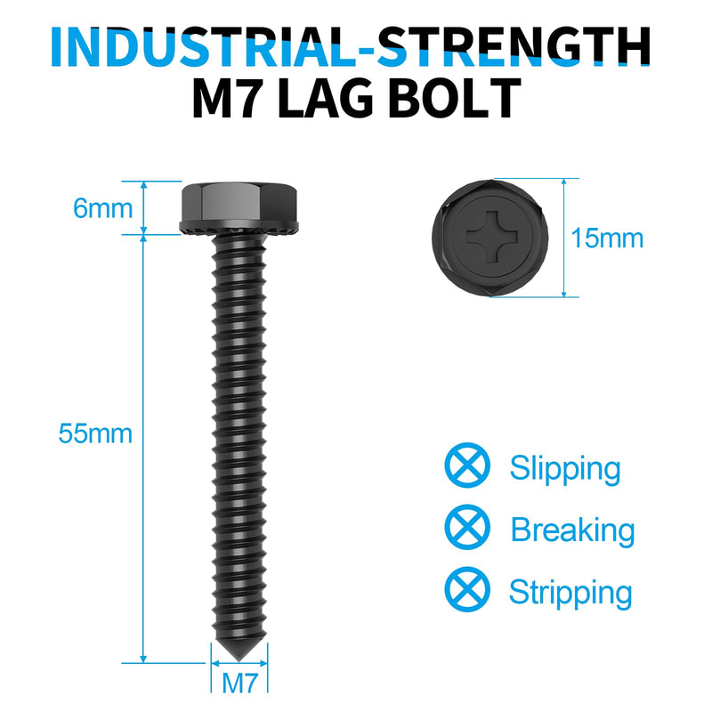 [Australia - AusPower] - HOME VISION Lag Bolt Kit for TV Wall Mount, Including M7x55mm Lag Bolts, Wall Anchors, Washers, Allen Key, Bubble Level, for Wood Stud/Brick/Concrete Wall Installation 
