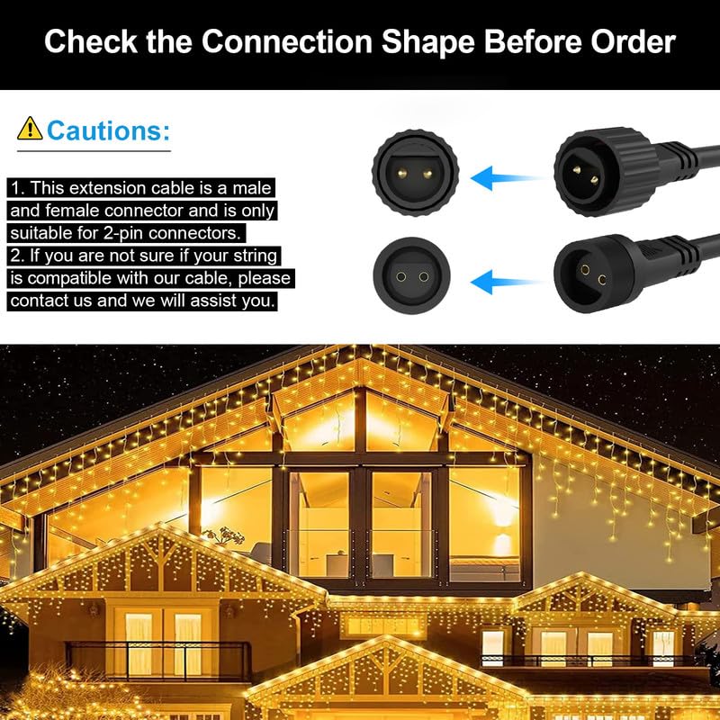 Fairy Lights Extension 5 m 2-Pin Fairy Lights Extension Cable, cshare IP65 Waterproof Extension Cable Fairy Lights Outdoor for G40 Globe Lights, Icicle Lights, Garden Light, Black