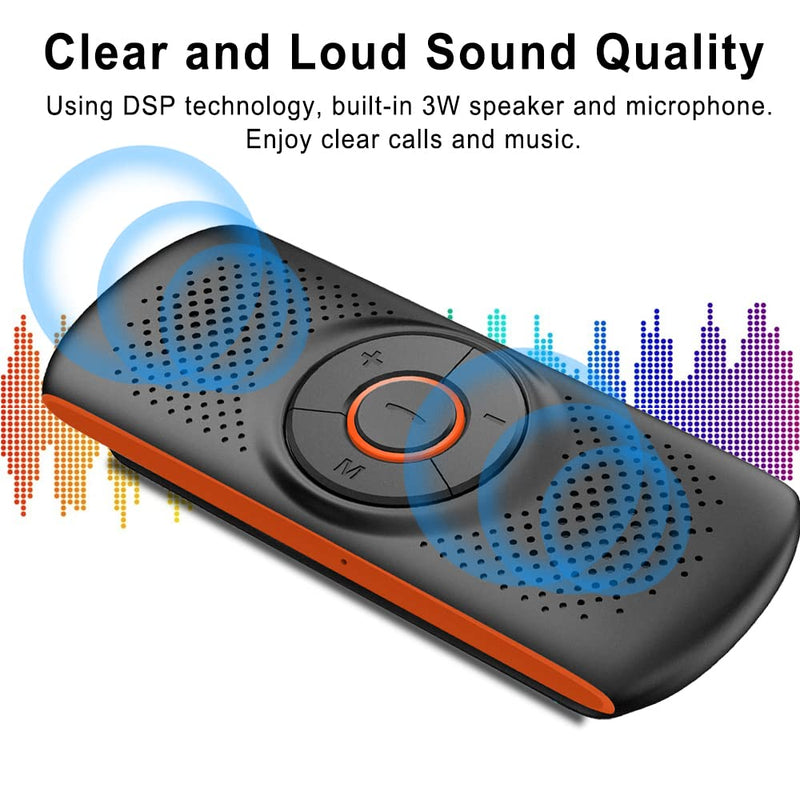 [Australia - AusPower] - SKYBESS Car Bluetooth Speaker for Cell Phone, Portable Bluetooth Handsfree Car Kit Wireless in Car Speakerphone Music Player with Visor Clip, Supports Siri Google Assistant TF Card Playback 