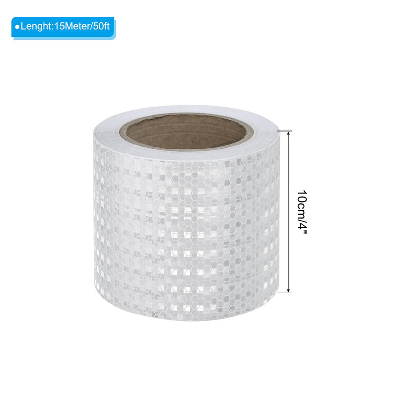PATIKIL Reflective Tape, 4 Inch x 50 FT Waterproof Adhesive High Visibility Warning Safety Tape External Accessories Conspicuous for Cars Trucks, White 4IN x 50FT