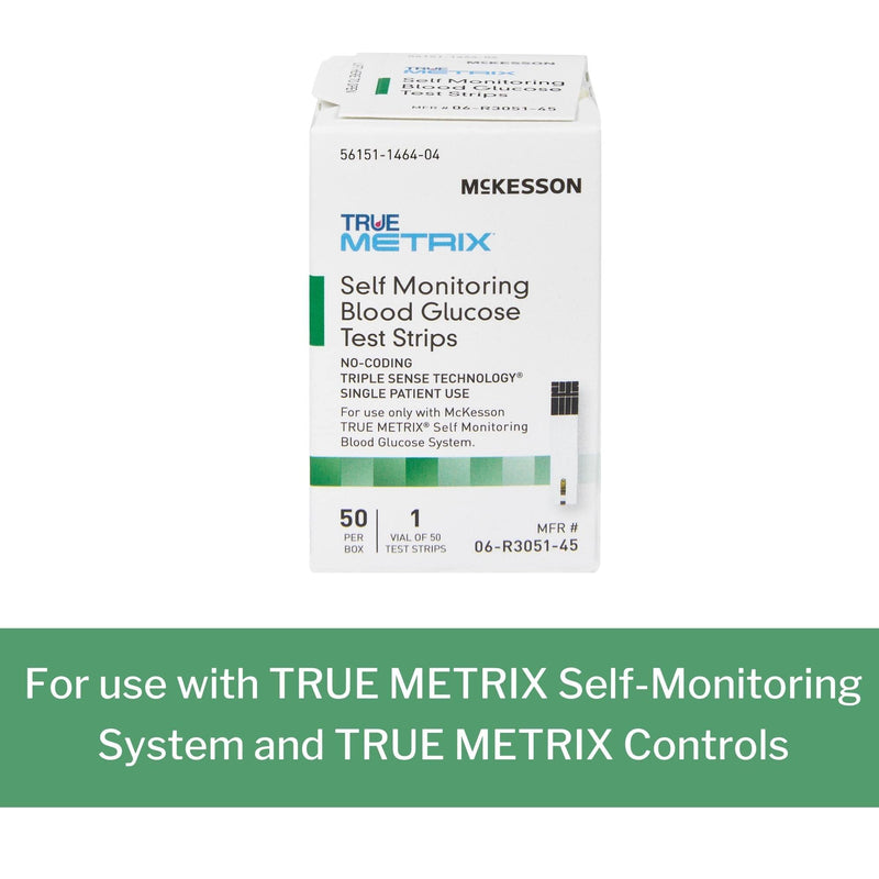McKesson True METRIX Blood Glucose Test Strips for Diabetes [50 Strips] Self-Monitoring System 50 Count (Pack of 1)