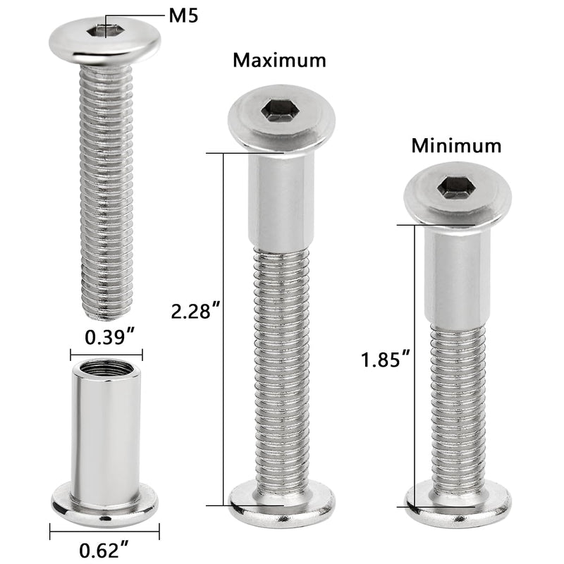 [Australia - AusPower] - 100 PCS Silver M8x40mm Binding Screws - Perfect for Outdoor Furniture Set Repairs, Heavy-Duty Bookshelf Makeovers & Playground Equipment Fixes 100 
