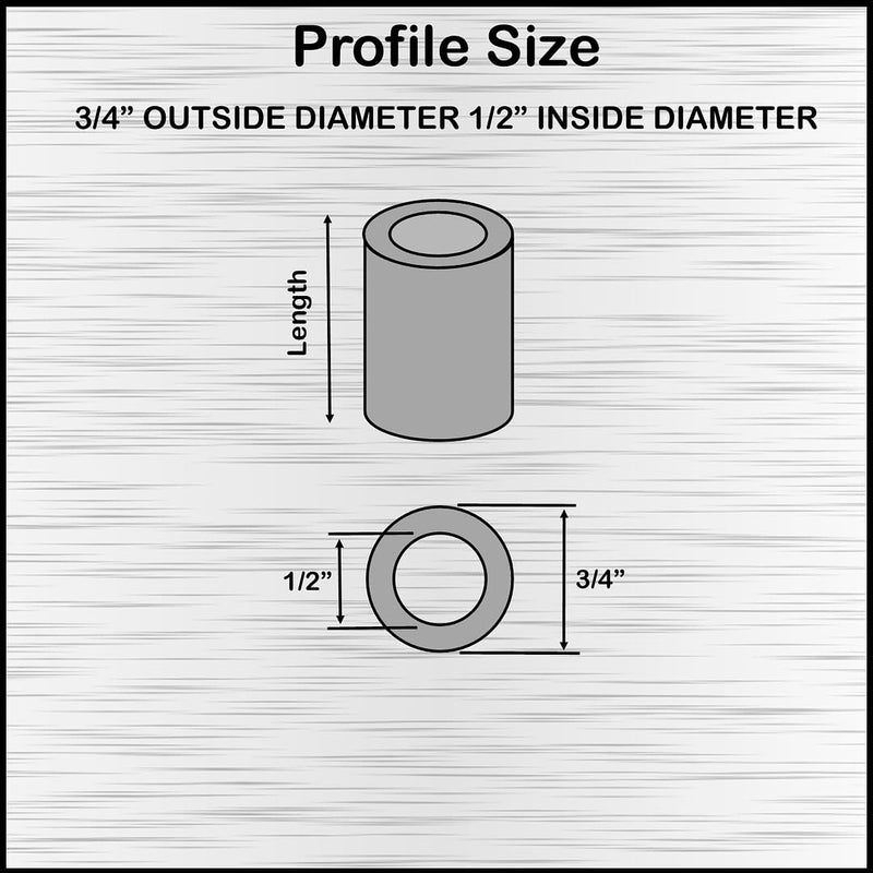 [Australia - AusPower] - Aluminum Spacer 3/4" OD x 1/2" ID x Choose Your Length, Round Spacer Unthreaded Standoff Bushing Plain Finish, Fits screws bolts 1/2" or M12 by Metal Spacers Online (1/4" Length, 10 Pack) 1/4" Length 