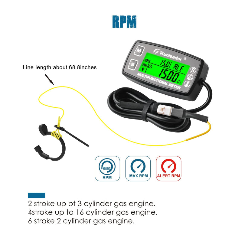 [Australia - AusPower] - Runleader Digital Speedometer, Engine Temperature Display with Official Universal Mount, Speed and TEMP Warning Toner, Backlit Display for Lawn Tractors Snowmobiles (HM035A-M5) 