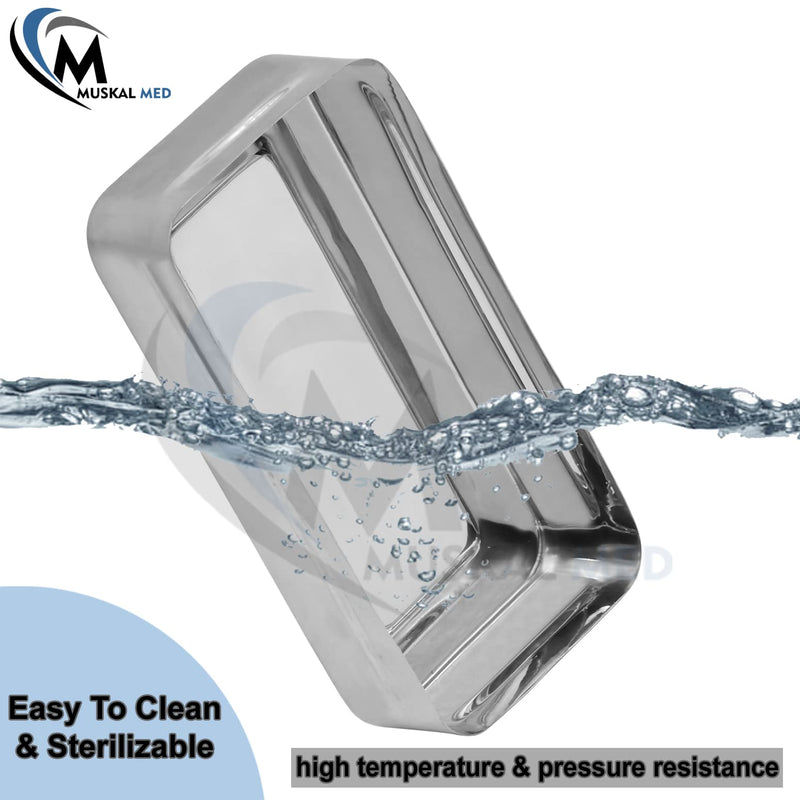 [Australia - AusPower] - 10" x 4.9" x 2.2" Medical Surgical Trays Stainless Steel Dental Instruments Tray Organizer Holder Multi-Function Storage Sterilization Plate Trays Solid Box with Cover 