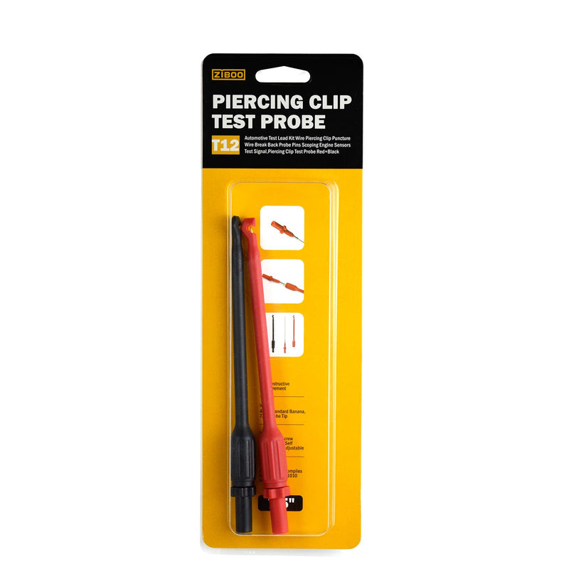 [Australia - AusPower] - ZIBOO ZB-T12 Automotive Wire Piercing Probe Wire Piercing Clip Puncture WireBack Probe Pins Red Black 190 * 16mm，Use for 4mm Banana Extended Test Cable … 