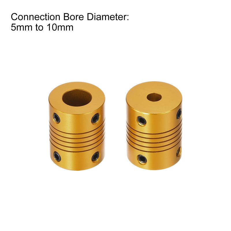[Australia - AusPower] - uxcell 5 Pcs 5mm to 10mm Aluminum Alloy Shaft Coupling L25xD20 Flexible Coupler for Encoders and Motors,Golden 