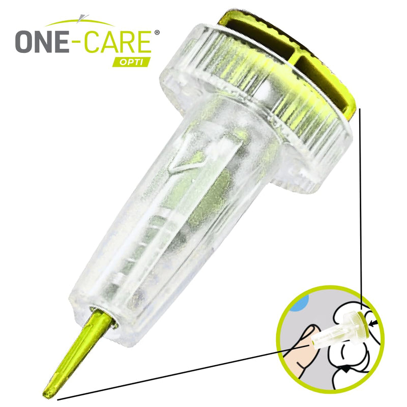 [Australia - AusPower] - ONE-CARE Opti Safety Lancets Top Button Activated 21G x 2.4mm, NormalFlow, 100/bx 