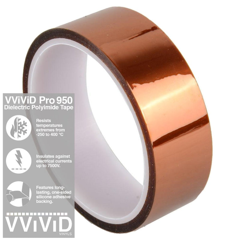 VViViD Pro 950 Polyimide Film Dielectric Tape for Insulation, Electronics, Soldering & 3D Printing (4 inches x 110ft) 4" x 110ft