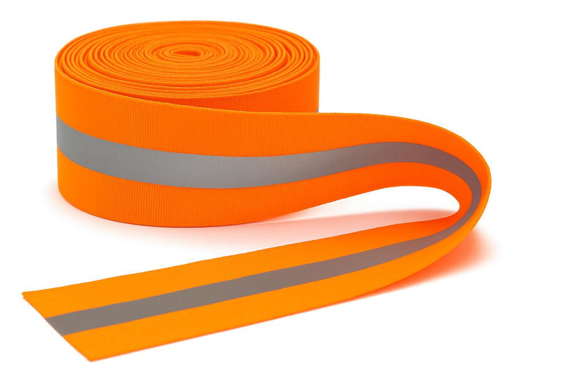 Reflective Clothing Tape Fluorescent Tape Orange 2" x 32" for Clothing Safety Fabric Webbing Trim Strip