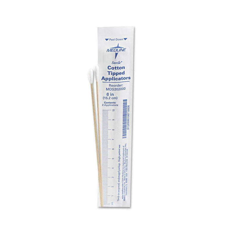 [Australia - AusPower] - Medline MDS202000 Sterile Cotton-Tipped Applicators White Pack of 200 wood 